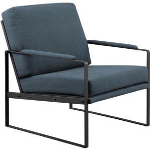 Walker Edison Ezra Contemporary Minimalist Metal-Arm Accent Chair, 32 Inch, Indigo Blue/Black(Indigo Blue / Black)
