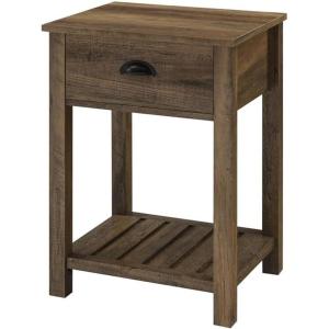 Walker Edison Farmhouse Square Side Accent Table Set-Living-Room Storage End Table with Storage Door Nightstand Bedroom, 18 Inch, Rustic Oak(Rustic Oak)