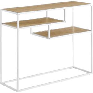 Walker Edison Finley Contemporary Floating Shelf Entry Table, 42 Inch, Coastal Oak/White