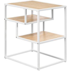 Walker Edison Finley Contemporary Floating Shelf Side Table, 16 Inch, Coastal Oak/White