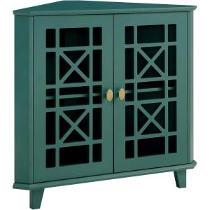 Walker Edison Fretwork Corner Accent Cabinet – Dark Teal(Dark Teal)