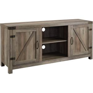 Walker Edison Georgetown Modern Farmhouse Double Barn Door TV Stand for TVs up to 65 Inches, 58 Inch, Grey(Grey Wash)