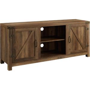 Walker Edison Georgetown Modern Farmhouse Double Barn Door TV Stand for TVs up to 65 Inches, 58 Inch, Rustic Oak