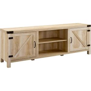 Walker Edison Georgetown Modern Farmhouse Double Barn Door TV Stand for TVs up to 80 Inches, 70 Inch, Rustic Oak, Without Fireplace, 15.75 x 70 x 24 inches(White Oak)