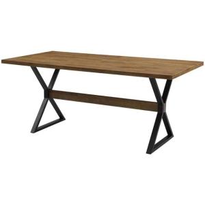 Walker Edison Harrold Modern Farmhouse Solid Wood X Leg Dining Table, 72 Inch, Rustic Oak