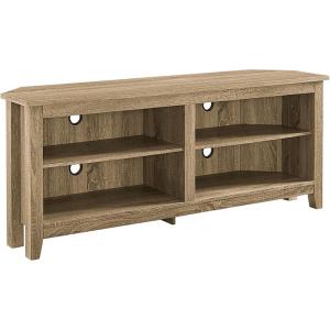Walker Edison Maxwell Classic 2 Shelf Corner TV Stand for TVs up to 65 Inches, 58 Inch, Espresso(Driftwood)