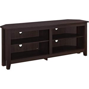 Walker Edison Maxwell Classic 2 Shelf Corner TV Stand for TVs up to 65 Inches, 58 Inch, Espresso(Espresso)
