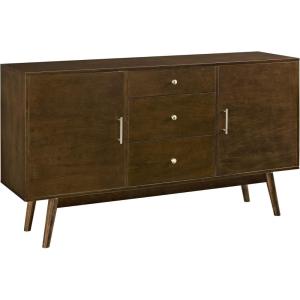 Walker Edison Mid Century Modern-TV Stand Console with 3 Drawers and Closed Cabinet Storage, 60″, Walnut(Walnut)