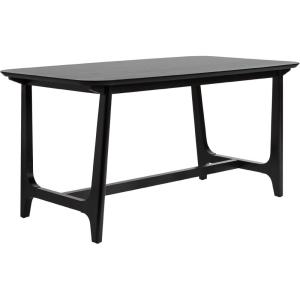 Walker Edison Mid-Century Modern Solid Wood Trestle Base Dining Table, 60 Inch, Black Ash Veneer(Black Ash)