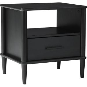 Walker Edison Modern 1-Drawer Nightstand, 20 Inch, Walnut 20-Inch(Black 20-inch)