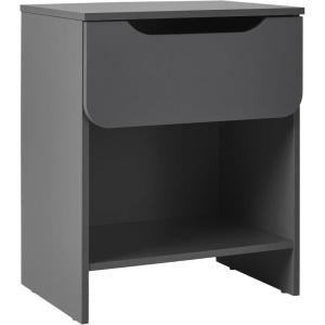 Walker Edison Modern 1-Drawer Simple Nightstand, 20 Inch, Riviera(Dark Grey)