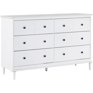 Walker Edison Modern 6-Drawer Solid Wood Dresser Bedroom Storage, 57 Inch, White(White-t)