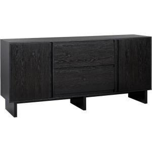 Walker Edison Modern Beveled 2-Door, 2-Drawer Sideboard, 63 Inch, Coastal Oak(Black)