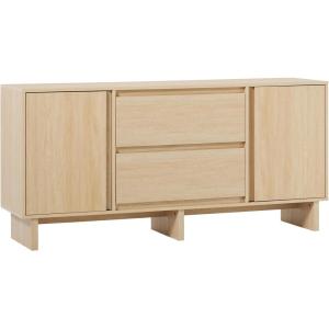 Walker Edison Modern Beveled 2-Door, 2-Drawer Sideboard, 63 Inch, Coastal Oak(Coastal Oak)