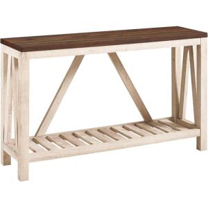 Walker Edison Modern Farmhouse Accent Entryway Table Entry Table Living Room End Table, 52 Inch, Rustic Oak(White Oak)