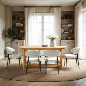 Walker Edison Modern Farmhouse Rustic Solid Oak Wood Oval Dining Table for 6 – White Oak(White Oak)