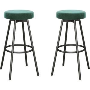 Walker Edison Modern Glam 2-Piece Metal and Faux Velvet Bar Stools, Set of 2, Rust(Emerald)