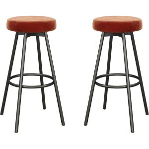 Walker Edison Modern Glam 2-Piece Metal and Faux Velvet Bar Stools, Set of 2, Rust(Rust)