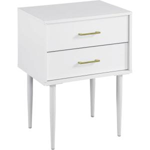 Walker Edison Modern Olivia 2-Drawer Rectangle Nightstand Bedroom Side Table Living Room Small End Accent Table, 20 Inch, Black(White)