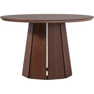 Walker Edison Modern Paneled-Wood Pedestal Base Round Top Dining Table, 48 Inch, Brown(Brown)