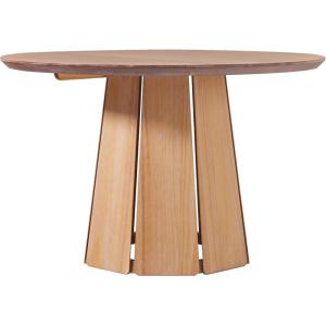 Walker Edison Modern Paneled-Wood Pedestal Base Round Top Dining Table, 48 Inch, Brown(Cerused White)