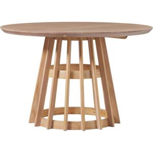 Walker Edison Modern Slatted Wood Pedestal Base Dining Table, 48 Inch, Cerused White(Cerused White)