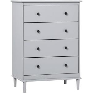 Walker Edison Modern Tall 4-Drawer Solid Wood Dresser Bedroom Storage Drawer Organizer Closet Hallway, 40 Inch, Caramel(Grey-t)