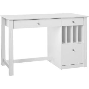 Walker Edison Modern Wood Computer Writing Desk Storage File Drawer Office Home Office Workstation Small, 48 Inch, White(White)