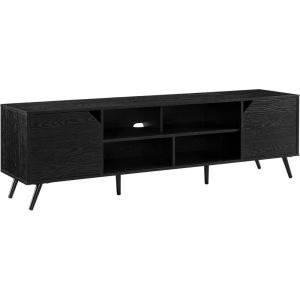 Walker Edison Nora Modern Minimal Open-Shelf TV Stand for TVs up to 90 Inches, 80 Inch, Dark Walnut(Black)