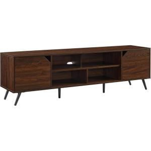 Walker Edison Nora Modern Minimal Open-Shelf TV Stand for TVs up to 90 Inches, 80 Inch, Dark Walnut(Dark Walnut)