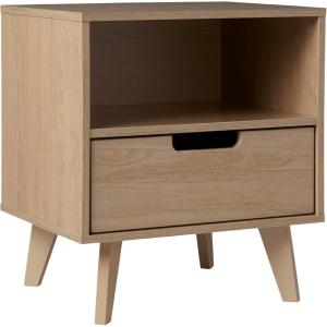 Walker Edison Raelyn Mid-Century Modern 1-Drawer Nightstand, 20 Inch, Black(Riviera)