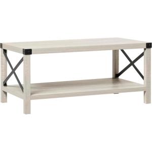 Walker Edison Sedalia Modern Farmhouse Metal X Coffee Table, 40 Inch, Stone Grey(Stone Grey)