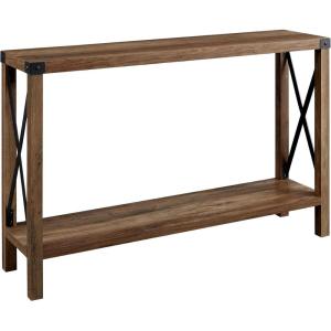 Walker Edison Sedalia Modern Farmhouse Metal X Entry Table, 46 Inch, Grey(Rustic Oak)