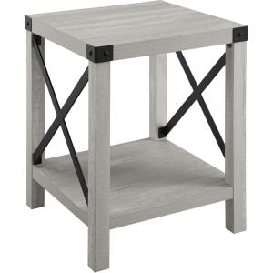Walker Edison Sedalia Modern Farmhouse Metal X Side Table, 18 Inch, Grey Wash(Stone Grey)