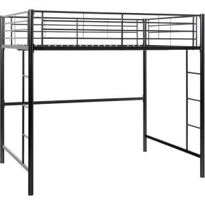 Walker Edison Silver Metal Twin over Loft Bunk Bed Twin Size Bedframe with Ladder(Black)