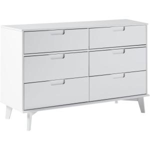 Walker Edison Sloane 6-Drawer Groove Handle Solid Wood Dresser, 52 Inch, Walnut(White)