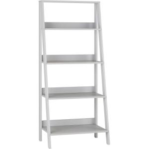 Walker Edison Sophia Modern 4 Shelf Ladder Bookcase , 55 Inch, White(Grey)