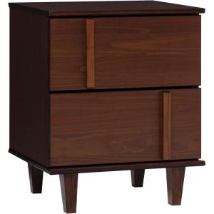 Walker Edison Sprague Contemporary Detailed Drawer Solid Wood Nightstand, 20 Inch, Caramel(Walnut)