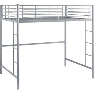 Walker Edison Timothee Urban Industrial Metal Double over Loft Bunk Bed, Full Loft, Black(Silver)