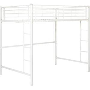 Walker Edison Timothee Urban Industrial Metal Double over Loft Bunk Bed, Full Loft, Black(White)