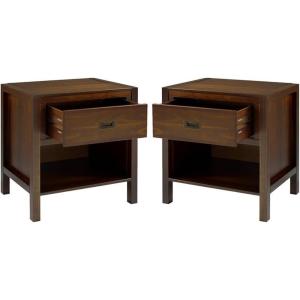 Walker Edison Traditional Simple Wood Rectangle Side Table Living Room Storage Small End Table, 1 Drawer, Black(Walnut)