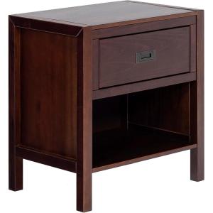 Walker Edison Traditional Simple Wood Rectangle Side Table Living Room Storage Small End Table, 1 Drawer, Walnut