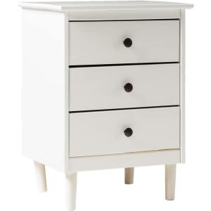 Walker Edison Traditional Wood 3 Drawer Nightstand Side Table Bedroom Storage Drawer and Shelf Bedside End Table, 18 Inch, Caramel(White)