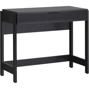 Walker Edison Transitional Office Design, Reeded Drawer Front Detail, Writing Desk with Drawer, Spacious Desktop, Complementary in Living Spaces, 38”W x 16.75”D x 30”H, Black(Black)