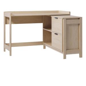 Walker Edison Transitional Office Design, Writing Desk with Drawers and Open Cubbies, Spacious Desktop, Reversible Fit, Complementary in Living Spaces, 49.75”L, Black(Coastal Oak)