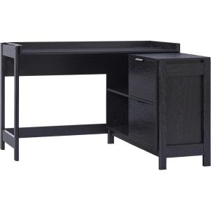 Walker Edison Transitional Office Design, Writing Desk with Drawers and Open Cubbies, Spacious Desktop, Reversible Fit, Complementary in Living Spaces, 49.75”L, Black(Black)