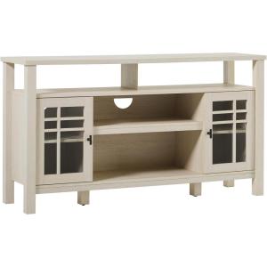 Walker Edison Transitional-Style Windowpane Glass Door Storage Sideboard, 58 Inch, Coastal Oak(Ivory Oak)