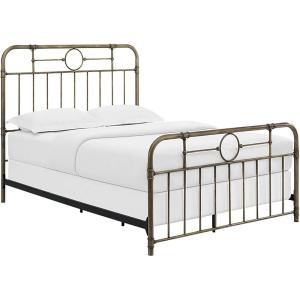Walker Edison Vintage Metal Iron Pipe Queen Size Bed Headboard Bedroom Headboard Footboard Bed Frame Bedroom, Queen, Bronze(Bronze)
