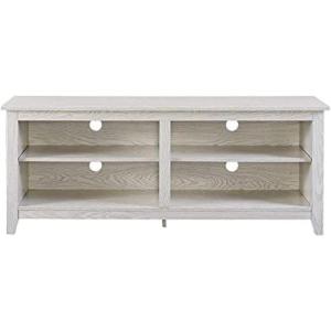Walker Edison Wren Classic 4 Cubby Fireplace TV Stand for TVs up to 80 Inches, 70 Inch, Espresso(White Wash)