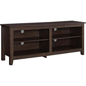 Walker Edison Wren Classic 4 Cubby TV Stand for TVs up to 65 Inches, 58 Inch, Brown(Brown)
